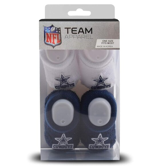 For Bare Feet Dallas Cowboys Infant Bootie Socks 0-12 Months - 2 Pack - Picture 1 of 1